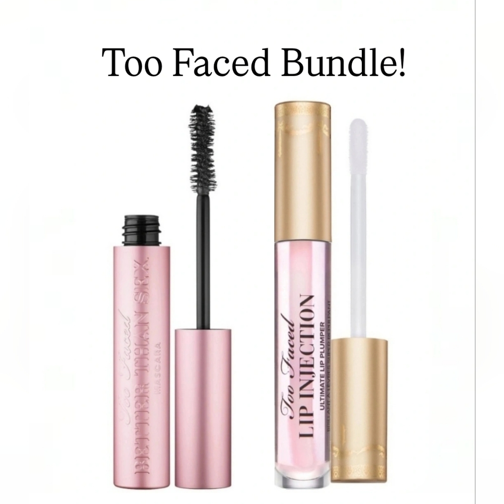 Too Faced Mascara- Black And Too Faced Lip Plumping Gloss- Original- Both NIB